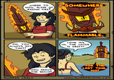 WHERE TO NOW, BLADE OF RAGING FIRE? SOMEWHERE FLAMMABLE. OH, YOU ALWAYS SAY THAT! COME ON IN, THE WATER IS GREAT! HOW ABOUT THE BEACH? FOR THE LAST TIME NO! SWORDS CDXLI WWW.SWORDSCOMIC.COM