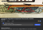 Find similar listings SCHWINN Unique Cyclist inspired Console table $100 6 ☐ D Message seller Hello, is this still available? Send Description Schwinn Traveler and Live edge Walnut console table