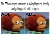 The FBI was spying on dozens of civil right groups illegally ADL: and getting pushback for doing so ADL: