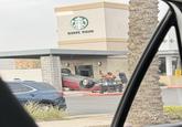 DRIVE THRU EXIT ONLYXE WATCH FOR CARS