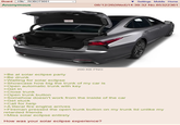 Board /r9k/ - ROBOT9001 Anonymous Settings Mobile Home 08/12/26(Wed)14:39:32 No.85322361 200 KB PNG >Be at solar eclipse party >Be drunk >Waiting for solar eclipse >Showcase how big the trunk of my car is >Open automatic trunk with key >Get in >Close trunk >Open trunk button >Somehow doesn't work from the inside of the car >Get stuck >Call for help >A literal fire engine arrives >Fireman pressed the open trunk button on my trunk lid unlike my retarded friends >Miss solar eclipse entirely How was your solar eclipse experience?