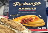 Pashanga AREPAS STUFFED WITH BEEF AND CHEESE RELLENAS CON CARNE Y QUESO Ready in minutes. Gone in seconds Listas en minutos. Desaparecen en segundos RELLENAS 2 UNITS U.S. INSPECTED AND PASSED BY DEPARTMENT OF AGRICULTURE EST. 18766 ROZEN COOK THOROUGHLY