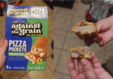 AIRRACK'S CHOICE against PIZZA the grain POCKETS ONLY AIRRACK'S CHOICE against the grain PIZZA POCKETS CHEESESTEAK REAL CHEESE, WHITE ONION PUREE& SEASONED STEAK IN A GOLDEN CRUST ONLY REAL FOOD 10g PROTEIN 2 PACK NET WT. 9oz. (255g) Perishable. Keep Frozen. Cook Thoroughly. SEED GLUTEN FREE SUGGESTION