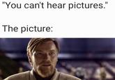 "You can't hear pictures." The picture:
