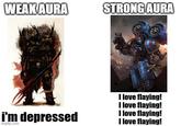 WEAK AURA i'm depressed imgflip.com STRONG AURA I love flaying! I love flaying! I love flaying! I love flaying!