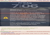 Board /pol/ - Politically Incorrect Anonymous (ID: NXDd+bTb ) S ▼ Settings Mobile Home 08/14/26(Fri)14:07:45 No.540780957 Fri 14 Aug 7:06 ! Severe Alert Issued by the UK Government 4m ago There is a very high risk of wildfires nationally. Residents, landowners and visitors should not undertake any activity that could start a fire, including disposable barbecues, firepits, garden incinerators or fireworks. Even a small flame can rapidly develop into a major wildfire placing lives, homes, businesses and emergency responders at risk. Follow official updates and report signs of fire immediately by calling 999. Search gov.uk/alerts for more information. 150 KB JPG >phone makes a "nuclear bomb imminent" alert sound >loudest thing ever so it scared the s--- out of me >it's just to tell people not have a barbecue Bruh Anonymous (ID: 2MccaVyQ) EN >>540780957 (OP) 08/14/26(Fri)14:16:26 No.540781478 As I have went to the new taco bell earlier today, there is a fire ripping through my pants as of now.