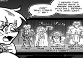 JUST WHO COULD IT BE? I HEARD THIS SHOW HAVE A TWIST VILLAIN WHO WILL BETRAY THE MAIN CAST. Hero's Party NOBLE Eric the Mary the PURE Xavier the Brock the CANNIBAL BRAVE BACKSTABBER