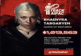 TRACK AIPAC RHAENYRA TARGARYEN QUEEN OF BASTARDS $1,013,563 RECEIVED FROM THE PRO-ISRAEL LOBBY [AIPAC, NORPAC, US Israel PAC, Citizens Organized PAC] via opensecrets.org 1/12/24 @TRACKAIPAC
