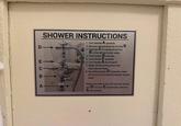 SHOWER INSTRUCTIONS D >> D- 1. Turn Handle A upwards 2. Set your temperature by turning 3. Push pin C to continue turning B to the left for hotter water 4. Push button D inwards B 5. Turn handle E upwards E>> C- B- A- GM 6. Turn handle A downwards 7. Water will be flowing from the main shower head 8. By pulling button D outwards, water will come out of small handheld shower head When you wish to turn off shower, simply pull D out, turn E horizontally, and turn A downwards
