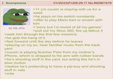 Anonymous pepe approves 52 KB JPG 01/20/23(Fri)09:28:11 No.892961679 >11 y/o cousin is staying with us for a week >he plays on his switch constantly >offer to play Mario kart or smash with him >"sorry but I'm bored of all my games" >pull out my Xbox 360, fire up fallout 3 >walk him through the first few missions >he gets the hang of it >fast forward until the day before he leaves >playing on my pc, hear familiar music from the back yard >cousin is playing Butcher Pete from my mother's iPhone, which is strapped to his arm with rubber bands >he's shooting stuff in the yard, but acting like he's in slow motion >realize he's pretending to have a pip-boy and shooting stuff in vats >mfw