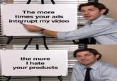 The more times your ads interrupt my video the more I hate your products