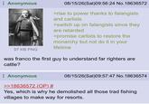 Anonymous 97 KB PNG 08/15/26(Sat)09:56:24 No. 18636572 >rise to power thanks to falangists and carlists >switch up on falangists since they are retarded >promise carlists to restore the monarchy but not do it in your lifetime was franco the first guy to understand far righters are cattle? Anonymous >>18636572 (OP) # 08/15/26(Sat)09:57:47 No.18636574 Yes, which is why he demolished all those trad fishing villages to make way for resorts.