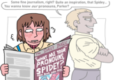 First sequel comic. As the author of the first Petra Parker comic, 0trebot is now starting a series of it. Best we put all of their comics here ASAP. All of those should have the Woke New Day tag, along with those that quote-retweeted the original comic.