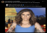 microplastics nanobubbler @facetedcarapace - Aug 17 She looks like she has minority ownership in an axe-throwing bar Politics & Poll Tracker @PollTracker2024 - Aug 16 0 Rep. Nancy Mace (R-SC) reveals new tattoos in recent appearance. 8 SURFACE
