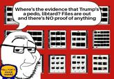 FELL FOR IT AGAIN AWARD Where's the evidence that Trump's a p---, libtard? Files are out and there's NO proof of anything
