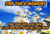 STOP FOR A MOMENT FIND YOUR KIDS, GIVE THEM A KISS AND TELL THEM YOU LOVE THEM The ing imgflip.com