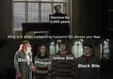 Doctors for 2,000 years Why is it when something happens it's always you four Blood Phlegm Yellow Bile Black Bile