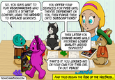 SO... YOU GUYS WANT TO PLAY NECROMANCERS WHO CREATE A STARTUP COMPANY, USING THE UNDEAD TO REPLACE WORKERS. YOU OFFER YOUR SERVICES FOR FREE UNTIL THEY'RE DEPENDANT ON YOU, THEN FORCE THEM ONTO SUBSCRIPTIONS? NOAHCHINNBOOKS.COM THEN LATER YOU CHARGE MORE WHILE PROVIDING LOWER QUALITY UNDEAD SERVICES? THAT'S IT. YOU JOKERS ARE ON YOUR OWN FOR THIS ONE. I'M OUT. PEACE! AND THUS BEGAN THE RISE OF THE NECBROS...