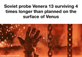 Soviet probe Venera 13 surviving 4 times longer than planned on the surface of Venus made with mematic