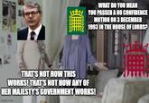 WHAT DO YOU MEAN YOU PASSED A NO CONFIDENCE MOTION ON 3 DECEMBER 1993 IN THE HOUSE OF LORDS? THAT'S NOT HOW THIS WORKS! THAT'S NOT HOW ANY OF HER MAJESTY'S GOVERNMENT WORKS! imgflip.com
