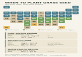 WHEN TO PLANT GRASS SEED Find your state. Read your window. AK ME VT NH WA ID MT ❘ ND MN IL WI MI NY RI | MA OR NV WY SD IA IN OH PA NJ CT CA UT CO NE MO KY WV VA MD DE HI AZ NM KS AR TN NC SC DC Cool-season OK LA MS AL GA TX FL Transition Warm-season Spans 2 regions COOL-SEASON REGION Fescues, bluegrass, ryegrass BEST Aug 15 - Sep 30 fall Backup Apr 1 - May 1 spring TRANSITION ZONE Both types can work BEST Sep 1 - Oct 15 fall, cool-season Backup Mar 15 Apr 15 Warm-season May 15 - Jun 30 spring, cool-season summer WARM-SEASON REGION Bermuda, zoysia, bahia, buffalo BEST May 1 - Jul 15 summer Tan = state spans 2 regions. Check your ZIP. Source: USDA & university extension turfgrass data lawnseedpicker.com