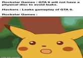 Rockstar Games: GTA 6 will not have a physical disc to avoid leaks. Hackers: Leaks gameplay of GTA 6. Rockstar Games: made with mematic . ୦