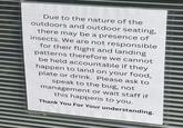 Due to the nature of the outdoors and outdoor seating, there may be a presence of insects. We are not responsible for their flight and landing patterns therefore we cannot be held accountable if they happen to land on your food, plate or drink. Please ask to speak to the bug, not management or wait staff if this happens to you. Thank You For Your understanding.