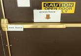 not here CAUTION OPEN DOOR press here LY