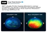 YUP Yup That Exists @yupthtexists MIT study finds Game Masters using ChatGPT to write TTRPGs showed lower brain engagement that Game Masters writing without Al. ChatGPT GM Non-ChatGPT GM