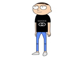 An edit of Morty from Rick and Morty. He is wearing Gucci.