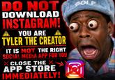 A meme about Tyler, the Creator. It urges him not to download Instagram.