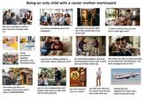Being an only child with a career mother starterpack discusses workplace politics and corporate strategy with vou you know everything about her colleagues learning to be gentle with her if she comes back from work mad "I want to talk to you, are you free to talk right now?" doing housework together becomes a fun bonding activity spend hours talking rapidly to each other about elaborate stuff do everything together and keep bickering about how to get it done (but you always make up) She treats you like an adult and talks to you about her life problems. You both strategise how to fix it M MAGNUM ALMOND she treats you like a co- manager of the house and it feels so EMPOWERING you are very independent and lowkey look down on kids with stay at home parents get mini luxuries once in a while you like your dad and he's great, but you just don't vibe with him feeling like her replacement when she's away on business trips