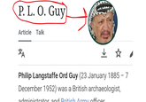 P. L. O. Guy Article Talk ΣΑ Philip Langstaffe Ord Guy (23 January 1885 -7 December 1952) was a British archaeologist, administrator and British Army officer