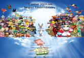 This is essentially my take on the "come join us in heaven meme" but with characters whose voice actor/actress have passed away over the years. ex. Bugs Bunny representing Mel Blanc.

