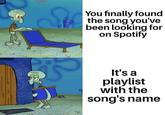 S You finally found the song you've been looking for on Spotify It's a playlist with the song's name