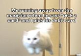 Me running away from the magician when he says "pick a card" and I pick his debit card