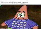 Me after clicking on r/popular 8 Mom come pick me up made with mematic I'm scared