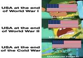 USA at the end of World War I More power! USA at the end of World War II USA at the end of the Cold War MORE POWER! MAXIMUM POWER!