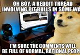 OH BOY, A REDDIT THREAD INVOLVING PIT BULLS IN SOME WA I'M SURE THE COMMENTS WILL BE FULL OF NORMAL, RATIONAL PEOP