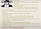 624 KB JPG from r/greentext >Be me >For the most part I am a generic normie >Have a friend who is a bit more spergy than I >The type to shove his phone in your face and show you a meme >Lately he has been telling me about his dating woes >I just dont get it anon, blah blah blah >Selfpity.exe >Tell him I know a girl with similar interests >A couple days pass by and I set them up >They get to talking and all seems to be going well >The topic of anime comes up >Ohno.jpeg >YOU WATCH ANIME!?! NO WAAYY >Begins quizzing her with the intensity of a Fed at Guantanamo >I can visibly see her eyes glazing over with the ick Why do I even f------ bother.