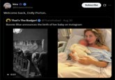 kira @kirawontmiss Welcome back, Dolly Porton. That's The Badger! @Thatsthebad - Aug 30 Bonnie Blue announces the birth of her baby on instagram II 0:22 Subscribe 0