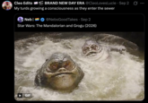Cleo Edits • BRAND NEW DAY ERA @CleoLoves Lucie Sep 2 S My turds growing a consciousness as they enter the sewer Neb| @NebsGoodTakes ⚫ Sep 2 • Star Wars: The Mandalorian and Grogu (2026) GIF ...