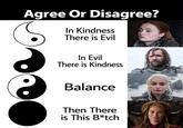 Agree Or Disagree? In Kindness There is Evil In Evil There is Kindness Balance Then There is This B*tch