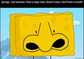 Spongy: Just because I have a large nose, doesn't mean I don't have a mouth! made at imgflip.com