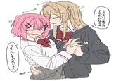 Transcription of the dialogue:

<blockquote>とていい香りがするぞ、れな子♡</blockquote>

<blockquote>ちょっと、くすぐったいよ〜</blockquote>