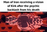 Man of Iron receiving a vision of Kirk after the psychic backlash from his death #EDGERUNNERS NETFLIX