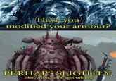 Have you modified your armour? PERHAPS SLIGHTLY, Skin, Arms, some light tailoring