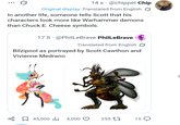 14s @chippel Chip Original display Translated from English In another life, someone tells Scott that his characters look more like Warhammer demons than Chuck E. Cheese symbols. 17 S @PhilLeBrave PhilLeBrave Translated from English Bilzipool as portrayed by Scott Cawthon and Vivienne Medrano 45,000 4,000 255 t 15 Q