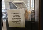 WARTY VOLJUK Due to recent events BIGFOOT discussions are no longer permitted on the Patio NP wnen