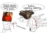 You'll never understand my pain. hehe... sorry..sorry.. imgflip.com Omeow91566